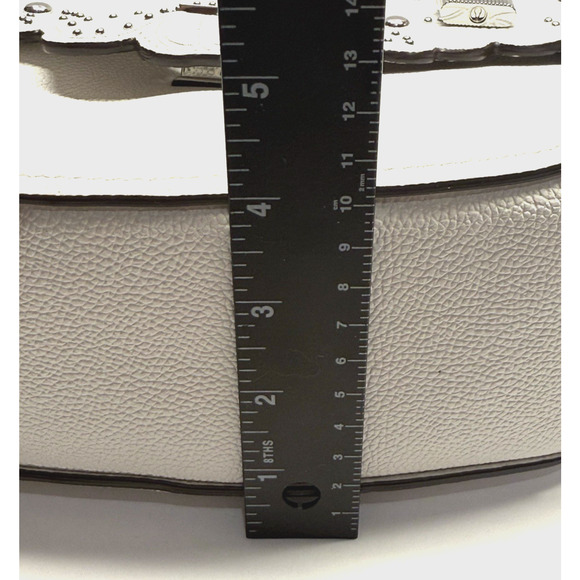 Michael Kors Cassie Large Satchel Leather Handbag Optic White Floral Cutout New - Picture 7 of 14